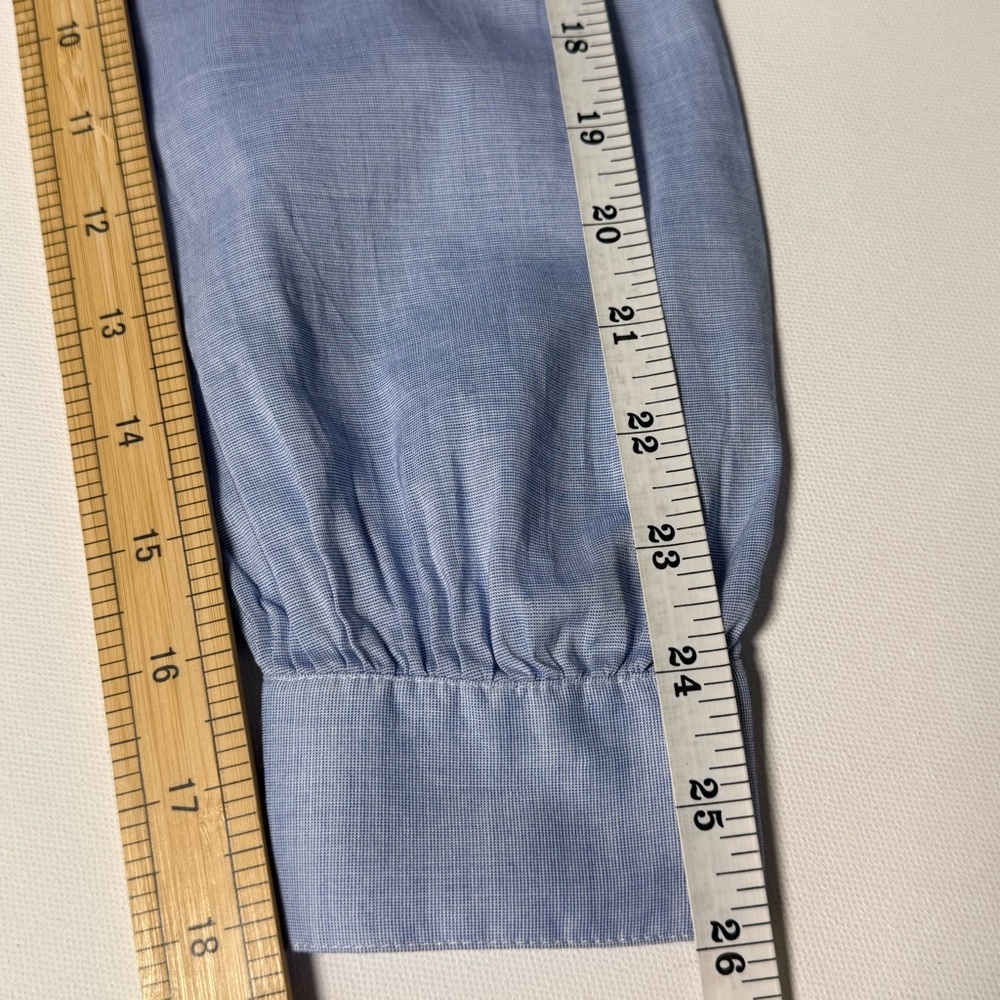 LOFT Light Blue Tunic Blouse XS Chambray Button Front Work Casual Minimalist - Picture 10 of 10